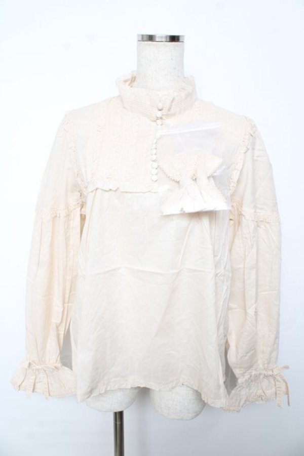 画像1: PINK HOUSE / リボン付きローンブラウス F 生成り Y-25-10-15-009-LO-BL-SZ-ZY (1)