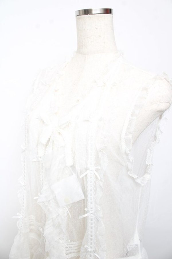 画像3: PINK HOUSE / ドットチュールレースベスト F 白 Y-25-10-15-001-LO-BL-SZ-ZY (3)