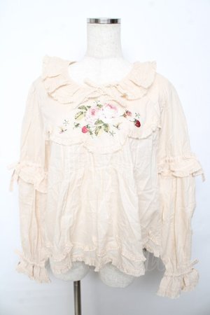 画像: PINK HOUSE / Berry Rose刺繍入りブラウス F 生成り Y-25-10-15-010-LO-BL-SZ-ZY