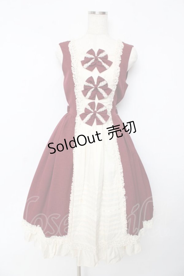 画像1: Innocent World / リバイバルクラシカルリボンジャンパースカート M ボルドー Y-25-10-15-087-IW-OP-SZ-ZY (1)