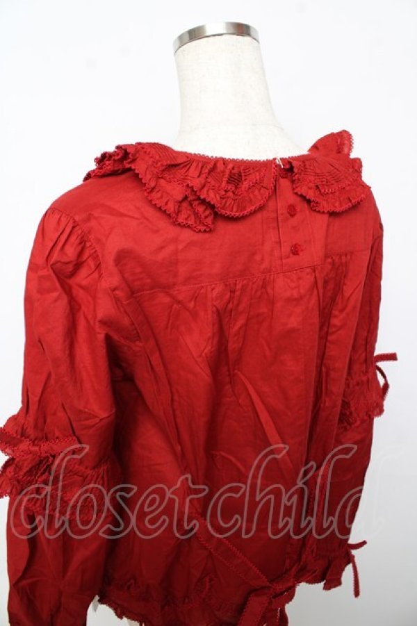 画像5: PINK HOUSE / Berry Rose刺繍入りブラウス F 赤 Y-25-10-15-011-LO-BL-SZ-ZY (5)