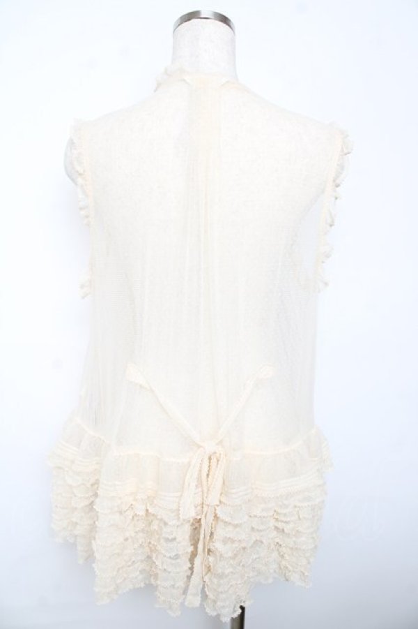 画像2: PINK HOUSE / ドットチュールレースベスト F 生成り Y-25-10-15-002-LO-BL-SZ-ZY (2)