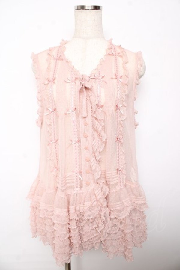 画像1: PINK HOUSE / ドットチュールレースベスト F ピンク Y-25-10-15-003-LO-BL-SZ-ZY (1)