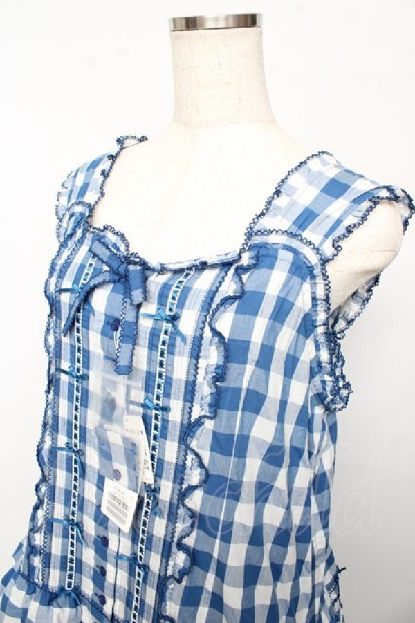 画像3: PINK HOUSE / ギンガムチェックロングワンピース F 青 Y-25-10-15-020-LO-OP-SZ-ZY (3)