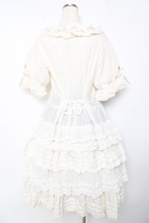 ポールカ　ホワイト　ワンピース PINK HOUSE / ポルカドットチュール使いワンピース F 白 Y-25-10