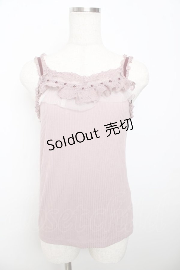 画像1: axes femme / チュール×レース重ねキャミ M 淡ピンク Y-25-10-16-045-AX-TO-SZ-ZT203 (1)