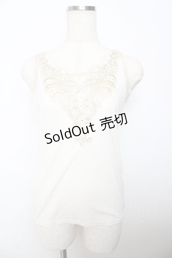 画像1: axes femme / ラメ刺繍タンクトップ M 生成り Y-25-10-16-052-AX-TO-SZ-ZT201 (1)
