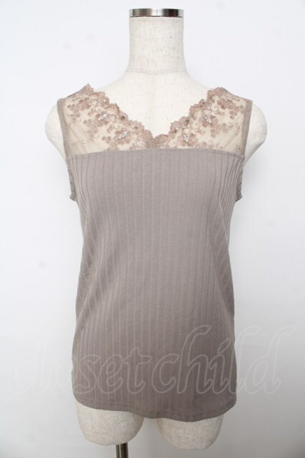 画像1: axes femme / レース使いビジュータンク M モカ Y-25-10-16-054-AX-TO-SZ-ZT190 (1)