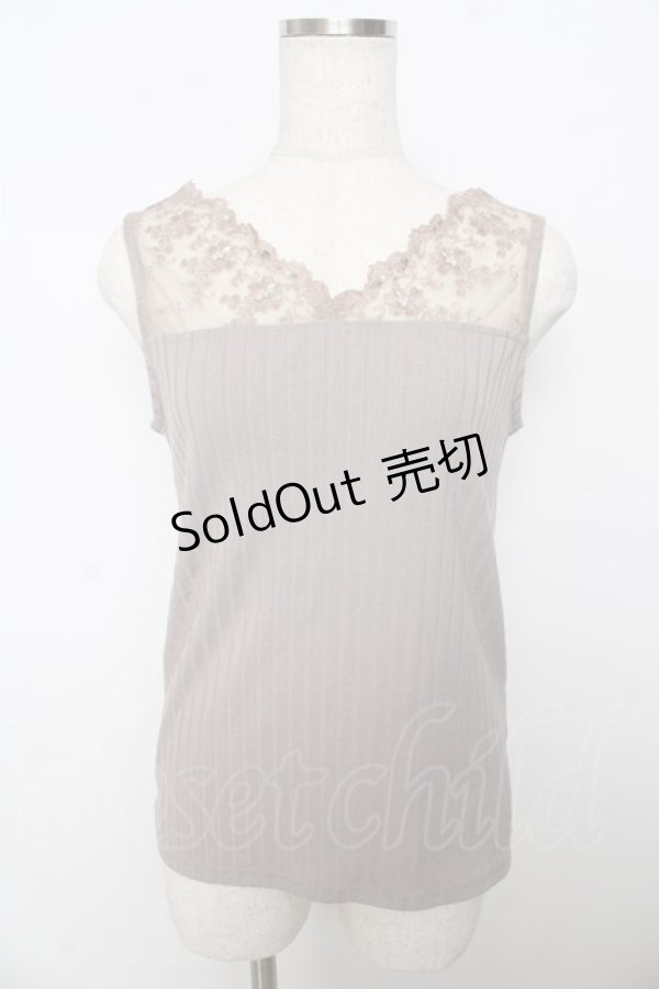 画像1: 【SALE】axes femme / レース使いビジュータンク M モカ Y-25-10-16-054-AX-TO-SZ-ZT190 (1)