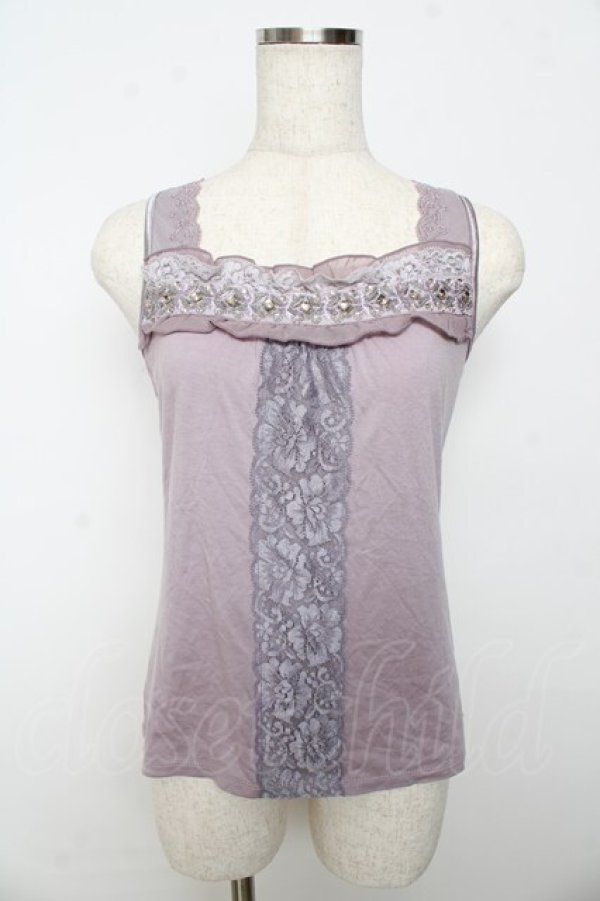 画像1: axes femme / フロントレースビジュータンク M ラベンダー Y-25-10-16-056-AX-TO-SZ-ZT190 (1)