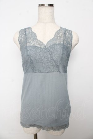 画像: axes femme / レース使いVネックタンク M サックス Y-25-10-16-058-AX-TO-SZ-ZY