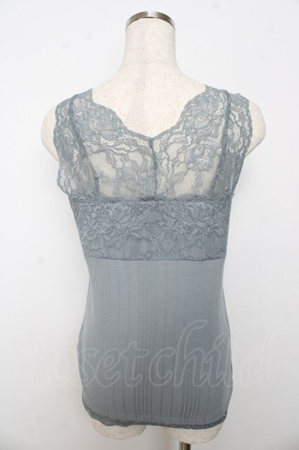画像2: axes femme / レース使いVネックタンク M サックス Y-25-10-16-058-AX-TO-SZ-ZT190 (2)