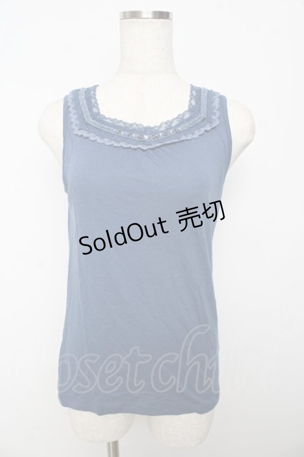 画像1: axes femme / ビジュー使いタンクトップ M 紺 Y-25-10-16-059-AX-TO-SZ-ZT190 (1)