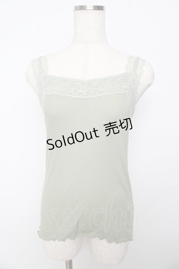 画像1: axes femme / レース使いリブタンク M グリーン Y-25-10-16-061-AX-TO-SZ-ZT139 (1)