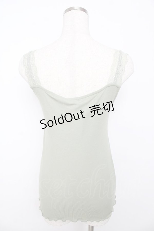 画像2: axes femme / レース使いリブタンク M グリーン Y-25-10-16-061-AX-TO-SZ-ZT139 (2)