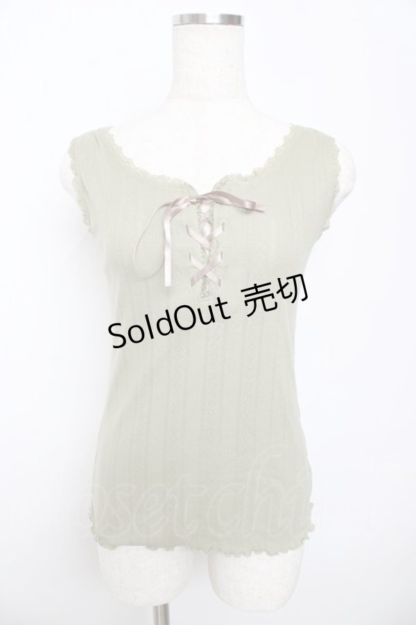 画像1: axes femme / はしごリボンタンク M グリーン Y-25-10-16-062-AX-TO-SZ-ZT139 (1)