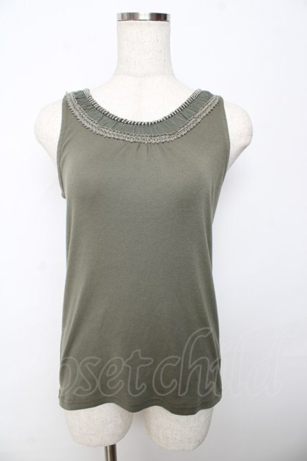 画像1: axes femme / ビーズテープ使いタンク M カーキ Y-25-10-16-063-AX-TO-SZ-ZT190 (1)
