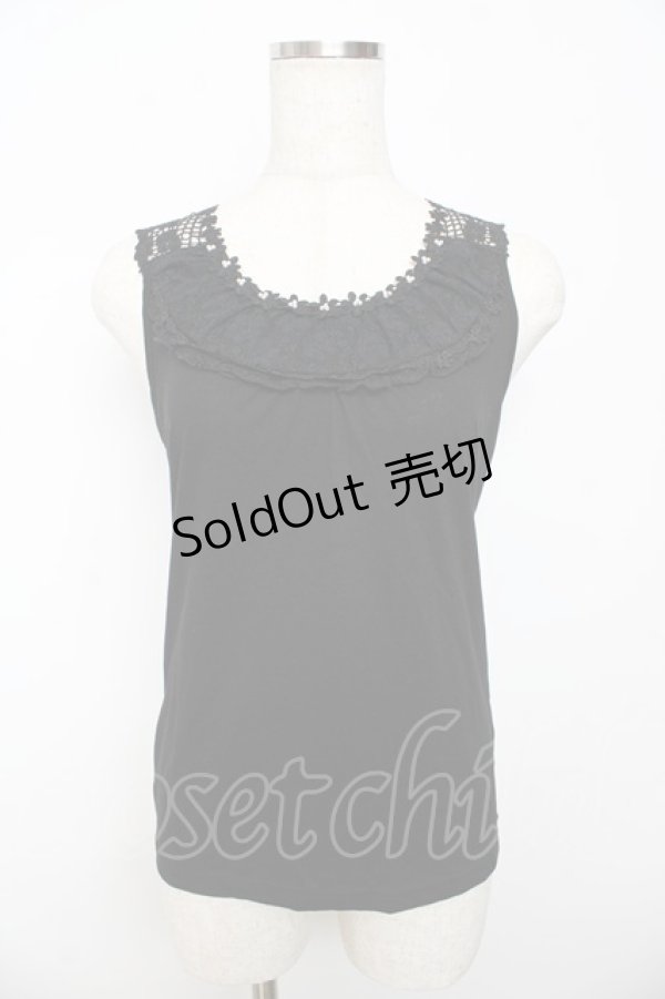 画像1: axes femme / バックモチーフレースタンク M 黒 Y-25-10-16-065-AX-TO-SZ-ZT153 (1)