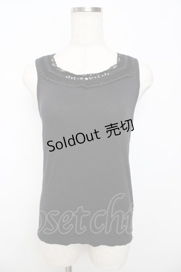 画像1: axes femme / ビジュー使いタンクトップ M 黒 Y-25-10-16-067-AX-TO-SZ-ZT153 (1)