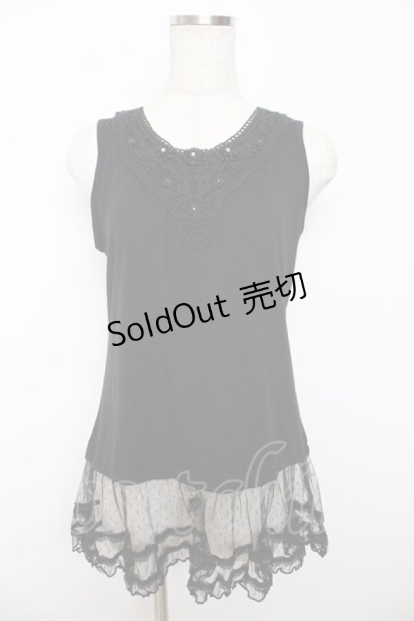 画像1: axes femme / 裾ドットチュールタンク M 黒 Y-25-10-16-068-AX-TO-SZ-ZT153 (1)