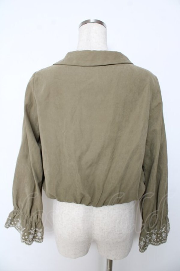 画像2: axes femme / 袖刺繍ZIPジャケット M カーキ Y-25-10-16-079-AX-JA-SZ-ZI (2)