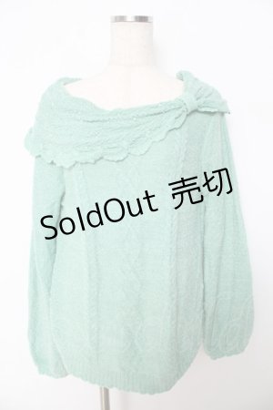画像: axes femme / パール付きニット  グリーン Y-25-10-16-081-AX-TO-SZ-ZY