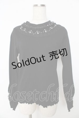 画像: axes femme / 花モチーフリブプルオーバー M 黒 Y-25-10-16-093-AX-TO-SZ-ZI