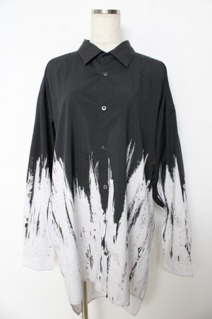 画像: CIVARIZE / Tipsyバイカラーロングシャツ 46 ブラック Y-25-10-16-100-GO-BL-SZ-ZY