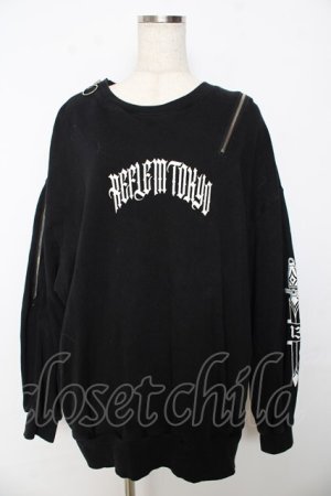 画像: REFLEM / アシンメトリーZIPプルオーバースウェットシャツ F ブラック Y-25-10-16-101-PU-TO-SZ-ZY