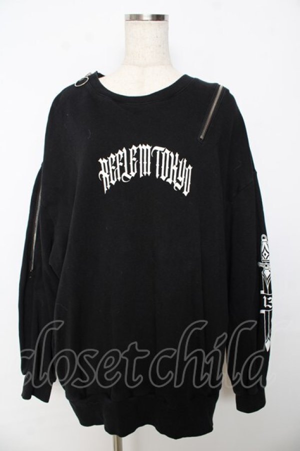画像1: REFLEM / アシンメトリーZIPプルオーバースウェットシャツ F ブラック Y-25-10-16-101-PU-TO-SZ-ZY (1)