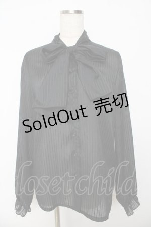 画像: Perla nell' ostrica / ボウタイブラウス  ブラックストライプ Y-25-10-16-103-EL-BL-SZ-ZY