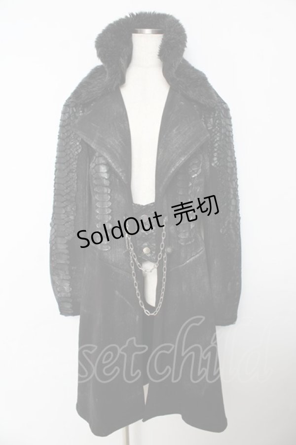 画像1: h.NAOTO / ドラゴンレザーロングジャケット F ブラック Y-25-10-16-111-HN-CO-SZ-ZY (1)