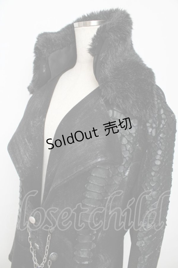 画像3: h.NAOTO / ドラゴンレザーロングジャケット F ブラック Y-25-10-16-111-HN-CO-SZ-ZY (3)