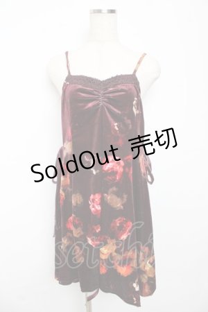 画像: axes femme / ベロア花柄プリントキャミチュニ M ワイン Y-25-10-16-117-AX-TO-SZ-ZY