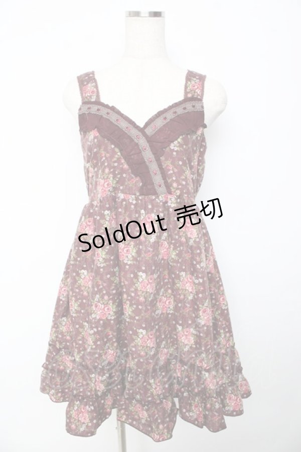 画像1: axes femme / ローズブーケ柄チュニック M ワイん Y-25-10-16-118-AX-OP-SZ-ZI (1)