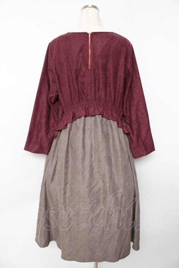 画像2: axes femme / 切替ワンピース  ワイン×グレー Y-25-10-16-126-AX-OP-SZ-ZI (2)