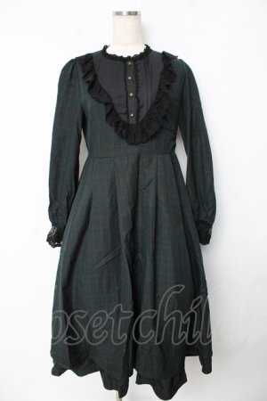 画像: axes femme / ブローチ付ブロッキングワンピース M グリーン Y-25-10-16-127-AX-OP-SZ-ZY
