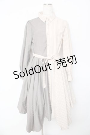 画像: axes femme / バイカラー長袖ワンピ M ベージュ Y-25-10-16-128-AX-OP-SZ-ZI