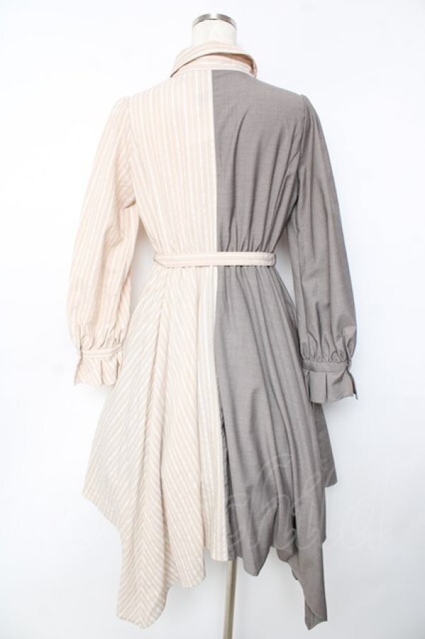 画像2: axes femme / バイカラー長袖ワンピ M ベージュ Y-25-10-16-128-AX-OP-SZ-ZY (2)
