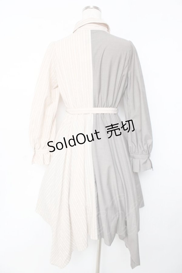 画像2: axes femme / バイカラー長袖ワンピ M ベージュ Y-25-10-16-128-AX-OP-SZ-ZI (2)