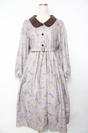 画像: axes femme / アンティーク柄ワンピース M モーヴ Y-25-10-16-129-AX-OP-SZ-ZY