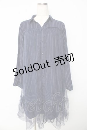 画像: axes femme / チュール重ねチュニック M 紺 Y-25-10-16-130-AX-OP-SZ-ZI