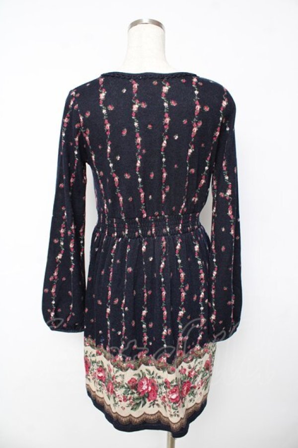 画像2: axes femme / ローズニットワンピース  紺 Y-25-10-16-135-AX-OP-SZ-ZI (2)