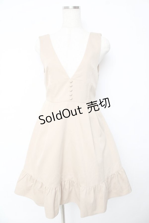 画像1: axes femme POETIQUE / 【多屋来夢コラボ】ピンタックフリルジャンスカ M ベージュ Y-25-10-16-141-AX-OP-SZ-ZI (1)