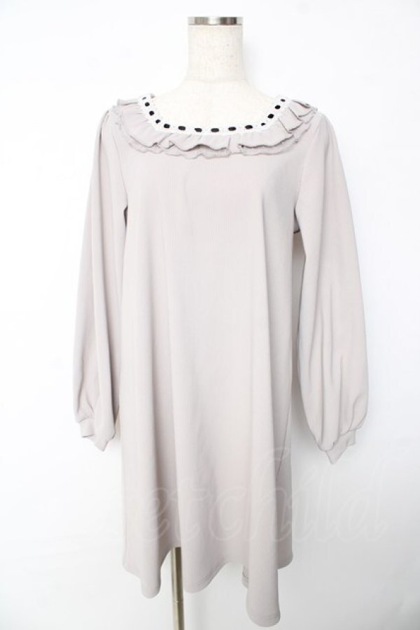 画像1: Amavel / はしごレースリボンAラインワンピース M グレー Y-25-10-16-143-CA-OP-SZ-ZY (1)