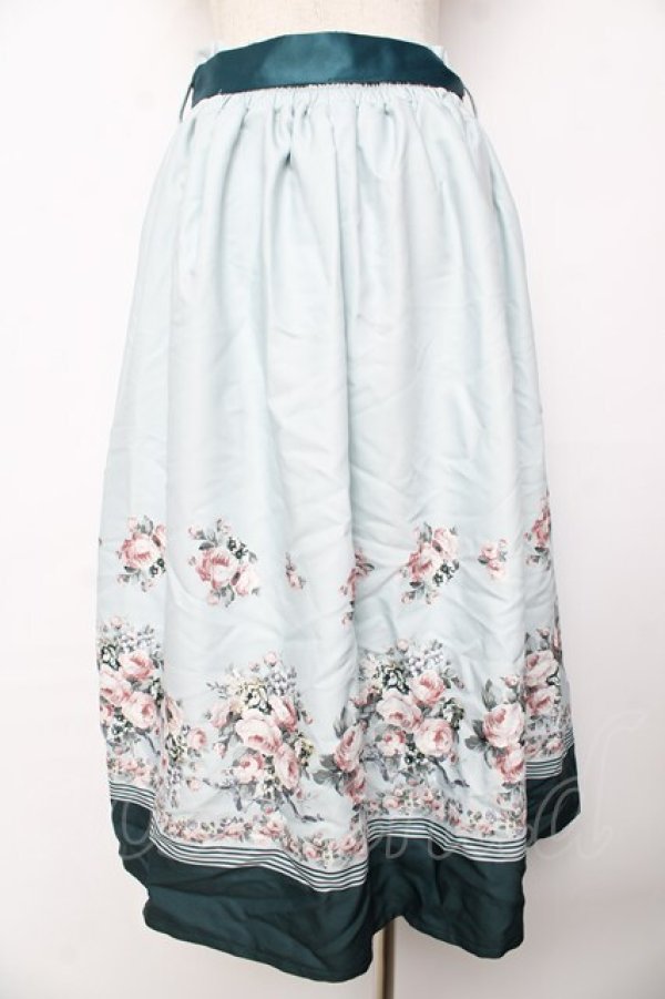 画像2: axes femme / ローズブーケ柄ミディスカート M グリーン Y-25-10-16-144-AX-SK-SZ-ZT140 (2)