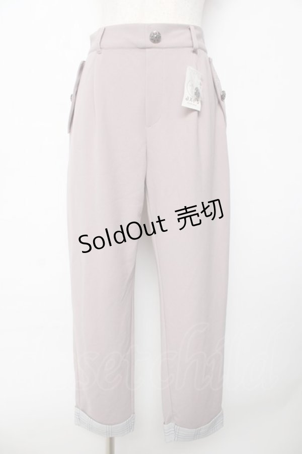 画像1: axes femme / 裾チェックテーパードパンツ M グレージュ Y-25-10-16-149-AX-PA-SZ-ZY (1)