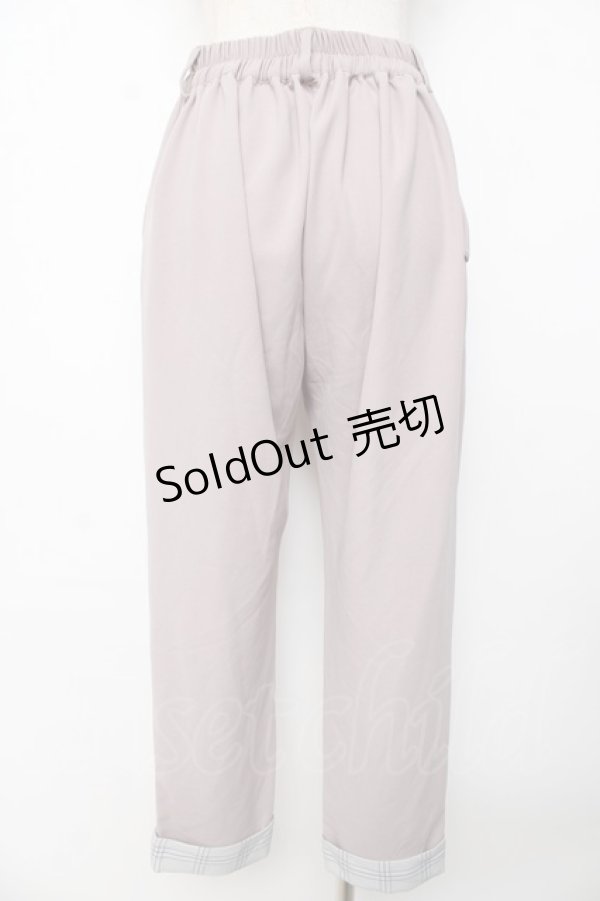 画像2: axes femme / 裾チェックテーパードパンツ M グレージュ Y-25-10-16-149-AX-PA-SZ-ZY (2)