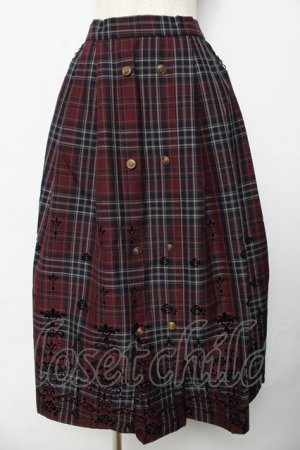 画像: axes femme / フロッキーチェックスカート M ワイン Y-25-10-16-151-AX-SK-SZ-ZY