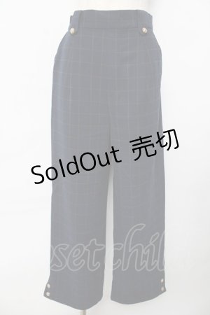 画像: axes femme / 裾釦起毛チェックワイドパンツ M 紺 Y-25-10-16-153-AX-PA-SZ-ZY